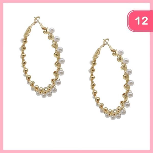 PEARL HOOP EARRING (12 UNITS)