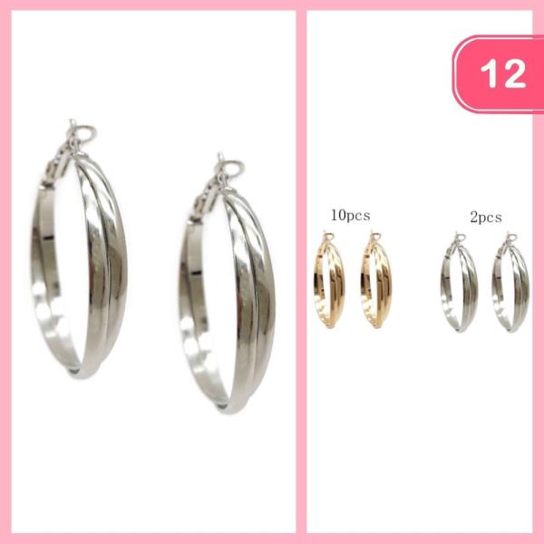 LAYERED METAL HOOP EARRING (12 UNITS)