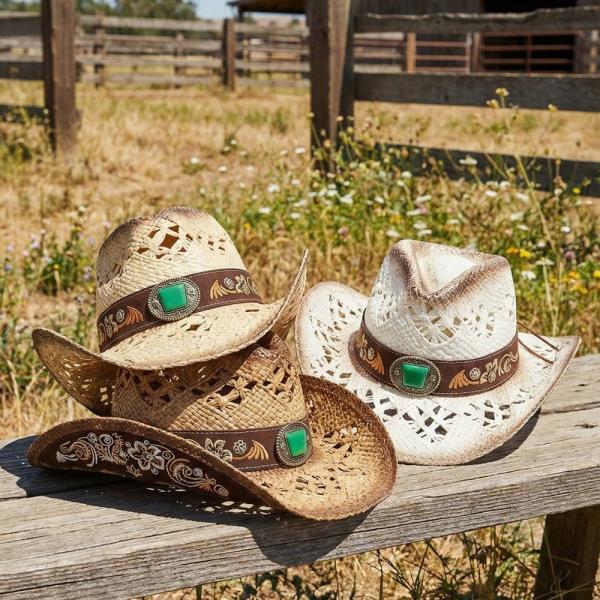 UNDERSIDE PATTERN, FLORAL EMBROIDERY AND RHINESTONE, GREEN STONE BAND