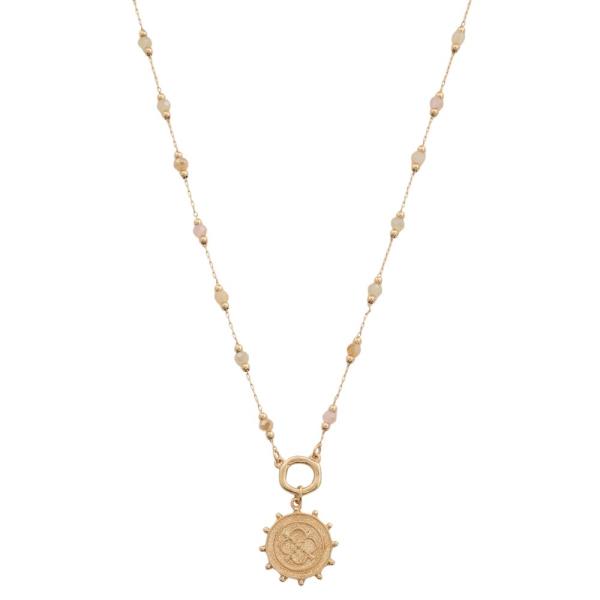 MEDALLION BEADED STATION NECKLACE