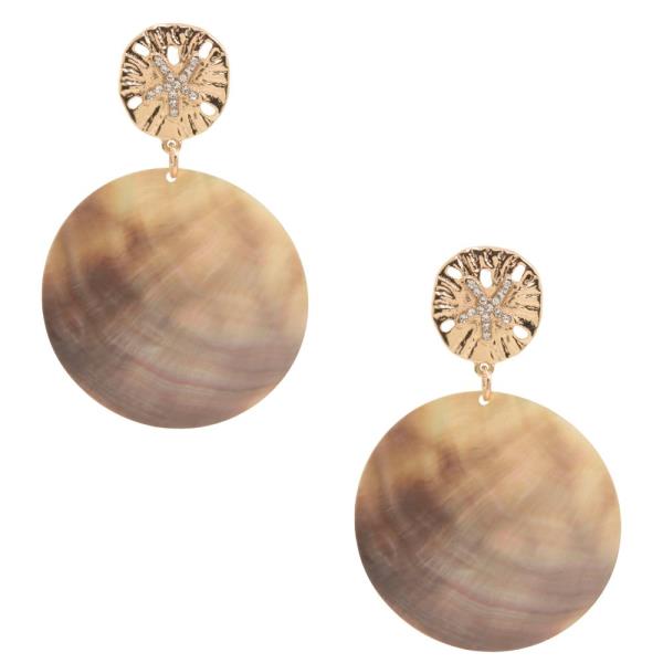 ROUND MOTHER OF PEARL LINK DANGLE EARRING