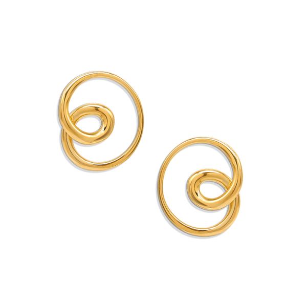 STAINLESS STEEL SWIRL METAL GOLD DIPPED EARRING