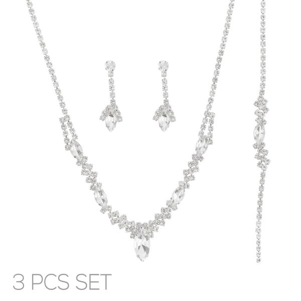 RHINESTONE MARQUISE ROUND 3 PC SET