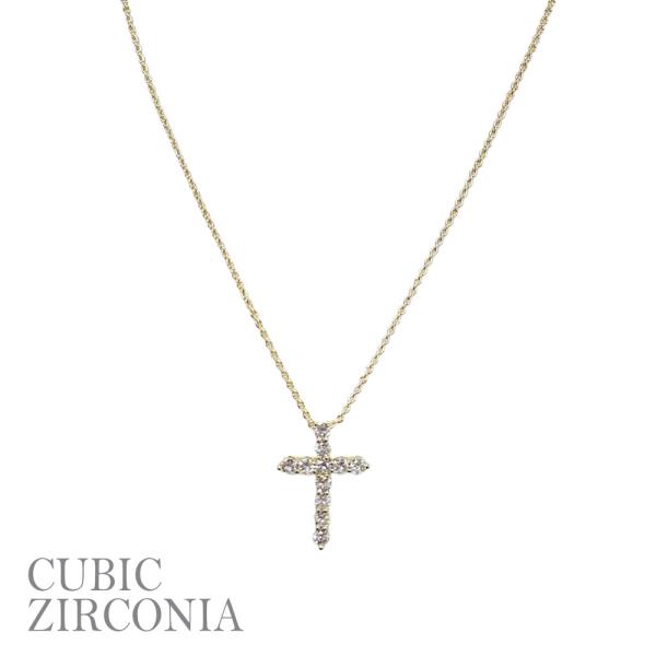 RHINESTONE CZ CROSS PENDANT NECKLACE