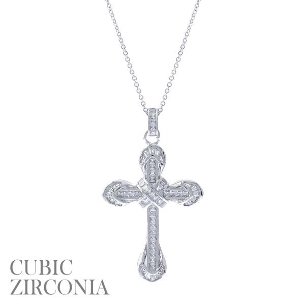 CZ LARGE BUBBLE CROSS NECKLACE