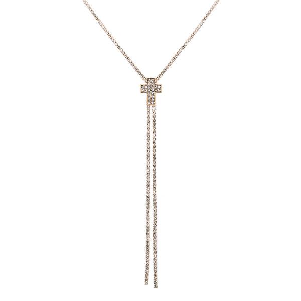 RHINESTONE CROSS SLIDER NECKLACE
