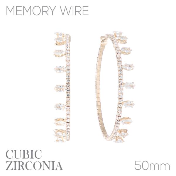 CZ RHINESTONE MARQUISE STONE HOOP EARRING