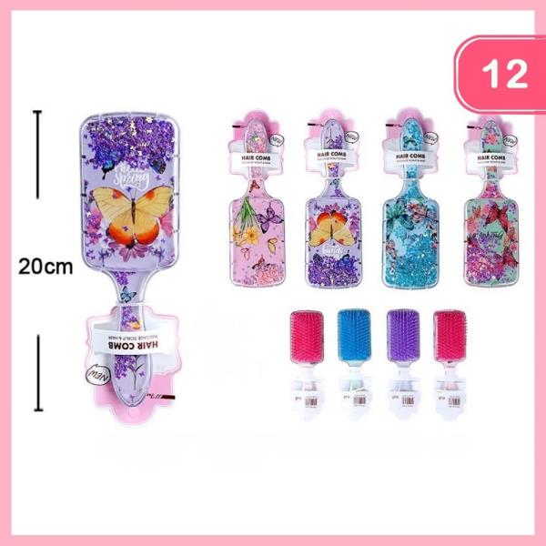 CONFETTI FILLED HAIR BRUSH (12 UNITS)