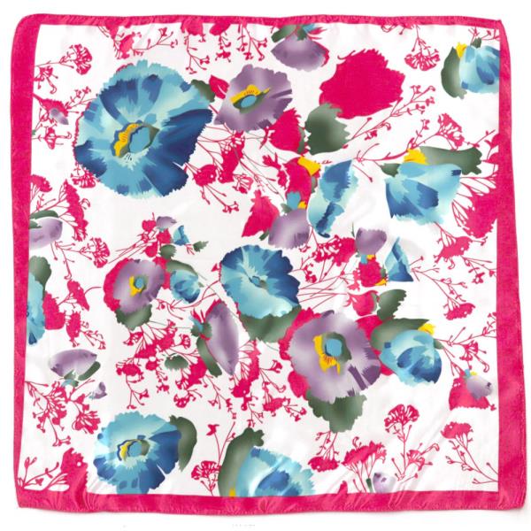 FLORAL PRINTED SILK LIKE SCARF