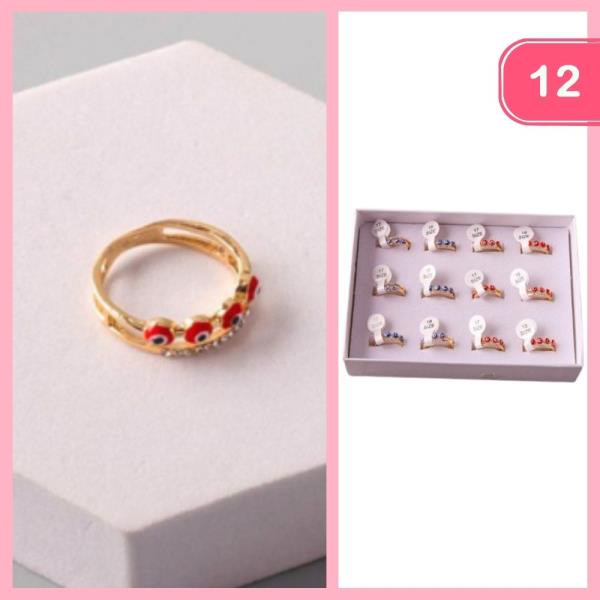FOUR EYE RHINESTONE RING (12 UNITS)