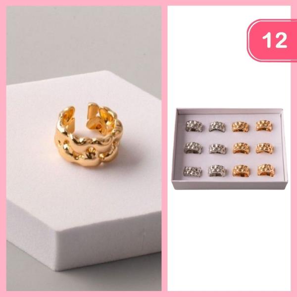 CHUNKY HEART ROW BAND RING (12 UNITS)