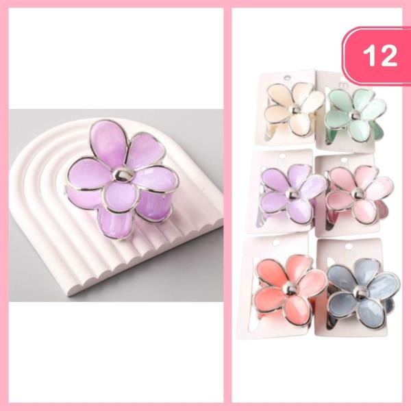 METALLIC TRIM DAISY HAIR CLAW CLIP (12 UNITS)