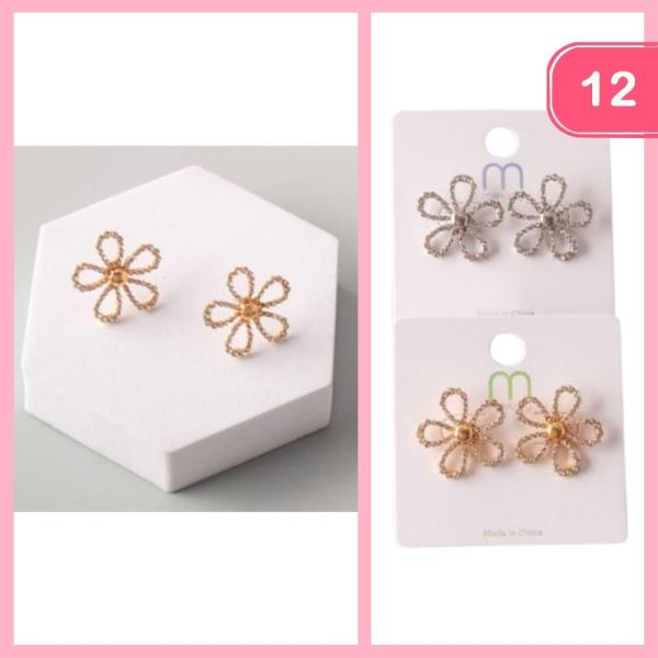 RHINESTONE CONTOUR DAISY EARRING (12 UNITS)