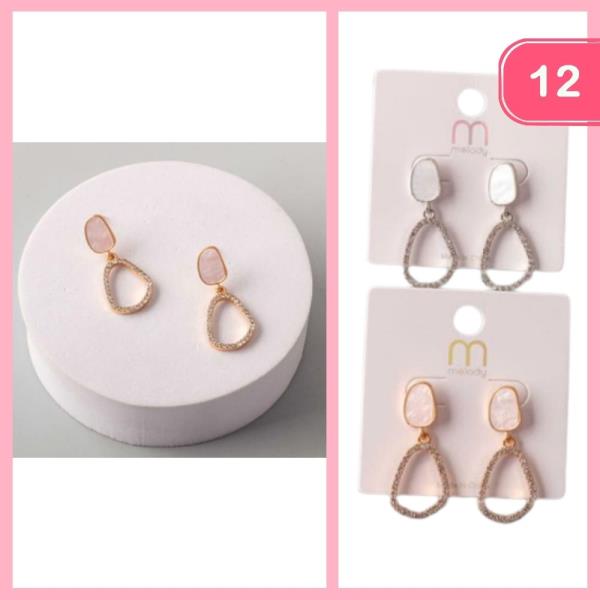 ABSTRACT RHINESTONE RING DROP EARRING (12 UNITS)