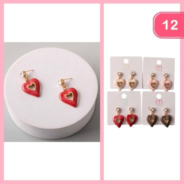 ENAMEL HEART RING DROP EARRING (12 UNITS)