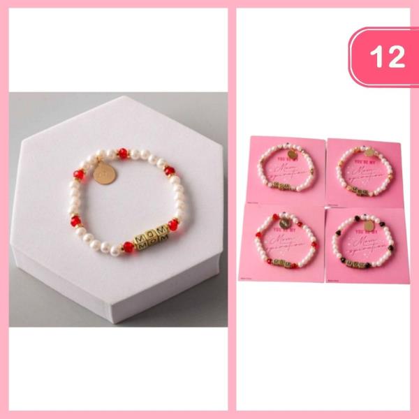 MOM COIN PEARL BEADED BRACELET (12 UNITS)