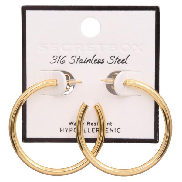 WATER RESISTANT STAINLESS STEEL OPEN HOOP EARRING