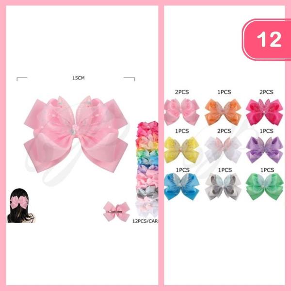 RIBBON SEQUIN BUNNY HAIR BOW (12 UNITS)
