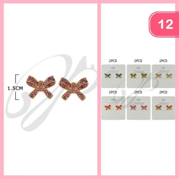 RHINESTONE BOW POST EARRING (12 UNITS)