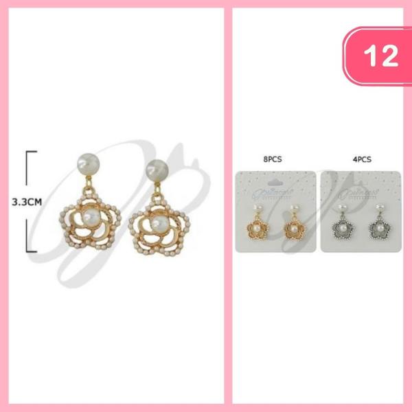 FLOWER PEARL POST EARRING (12 UNITS)