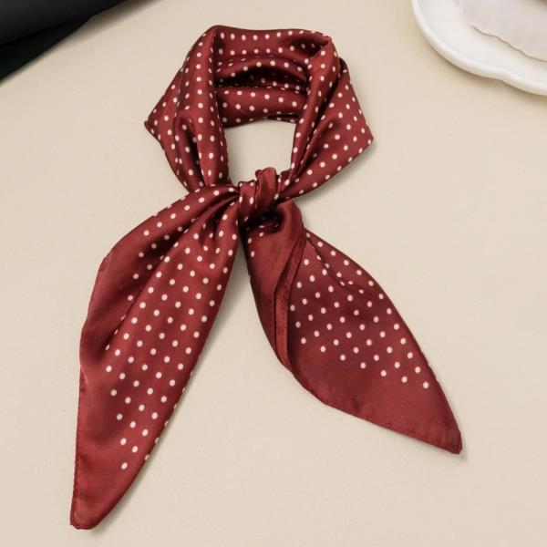 CLASSIC POLKA DOT SILKY BANDANA SQUARE NECK SCARF