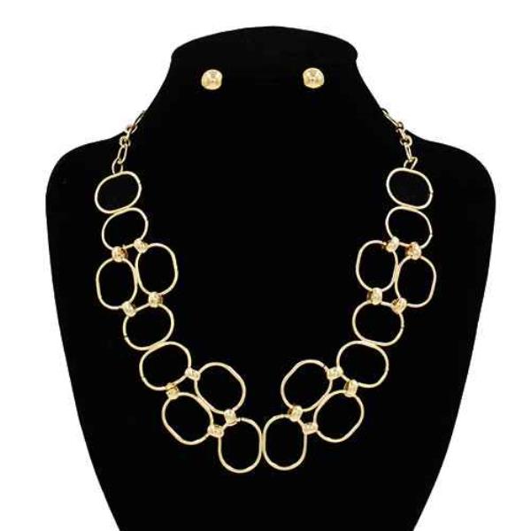 METAL OVAL LINK CHAIN NECKLACE EARRING SET