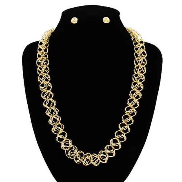 METAL OVAL LINK CHAIN NECKLACE EARRING SET