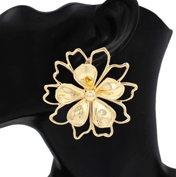 OUTLINE FLORAL STATEMENT STUD EARRING