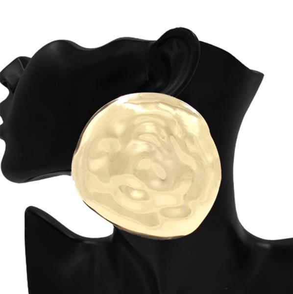 ORGANIC ROUND HAMMERED STATEMENT STUD EARRING