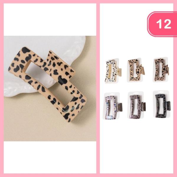 LEOPARD PRINT HAIR CLAW CLIP (12 UNITS)