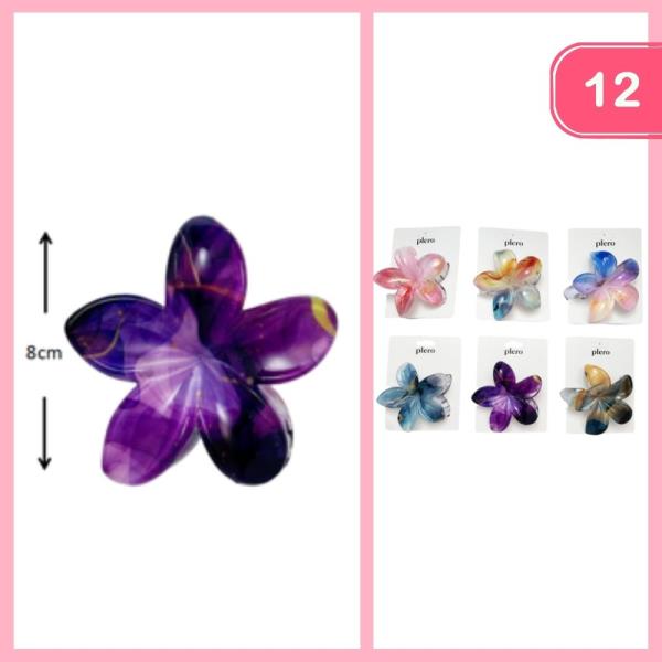 MARBLE PLUMERIA HAIR CLAW CLIP (12 UNITS)
