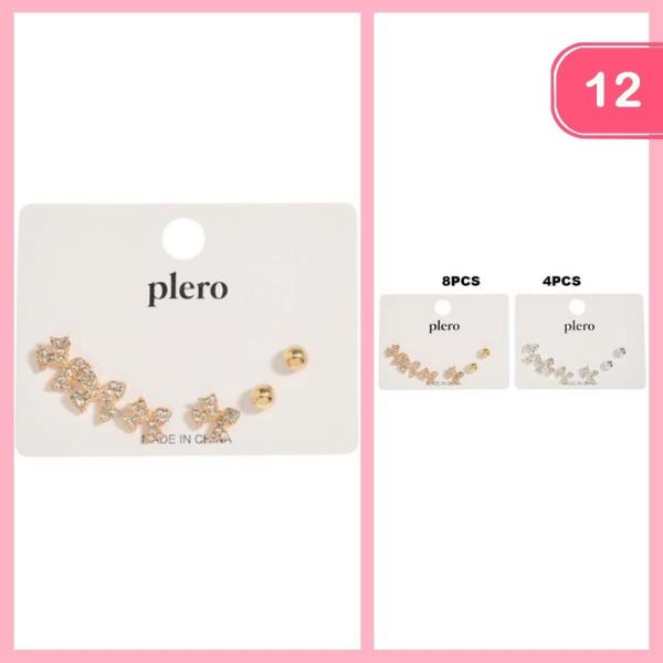 RHINESTONE BOW PEARL POST EARRING (12 UNITS)