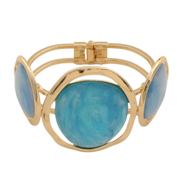 TW TONE ROUND METAL HINGED BRACELET