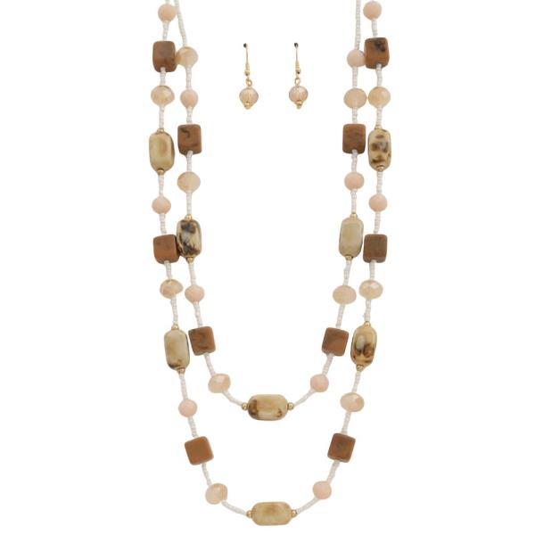 CUBE MIXED BEAD LAYERED NECKLACE