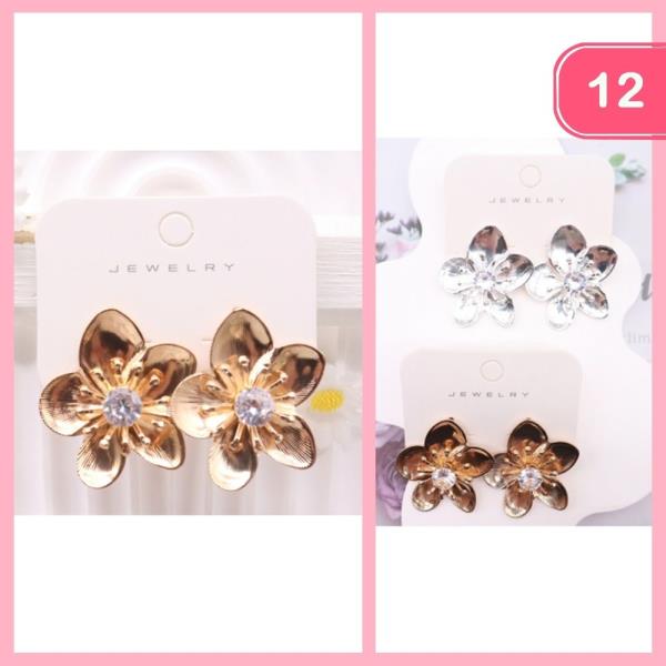 METAL FLOWER POST EARRING (12 UNITS)