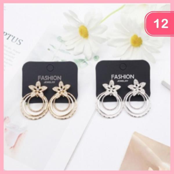 FLOWER POST ROUND DANGLE EARRING (12 UNITS)