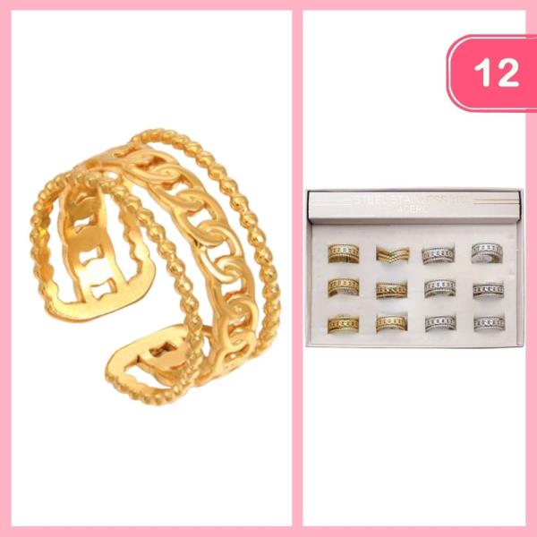 STAINLESS STEEL LAYERED RING (12 UNITS)