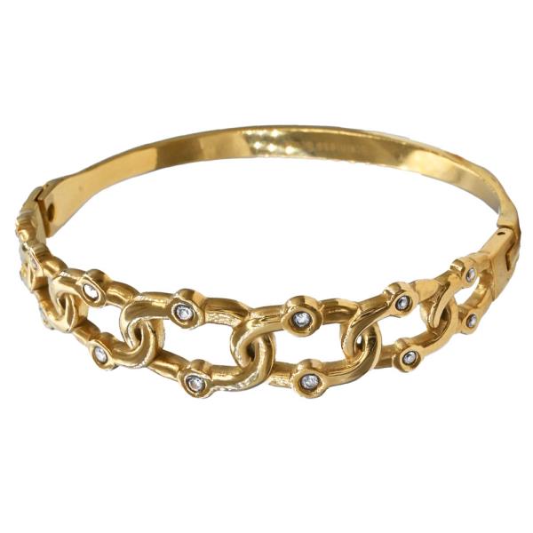 CZ KNOT CHAIN LINK STAINLESS STEEL BANGLE BRACELET