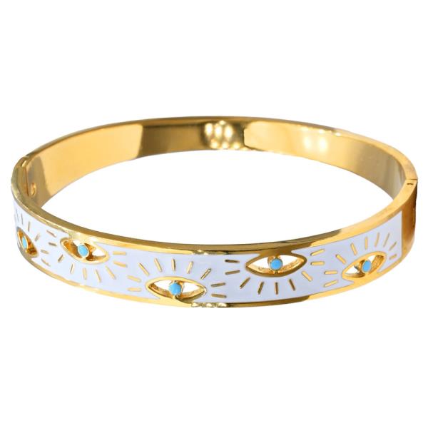 EVIL EYE STAINLESS STEEL BANGLE BRACELET