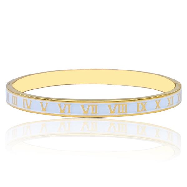 ROMAN NUMBER STAINLESS STEEL BANGLE BRACELET