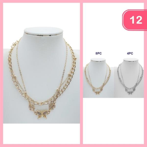 LAYERED BUTTERFLY PENDANT NECKLACE (12 UNITS)