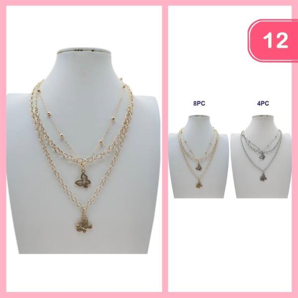 LAYERED BUTTERFLY PENDANT NECKLACE (12 UNITS)