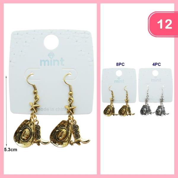 WESTERN HAT BOOT DANGLE EARRING (12 UNITS)