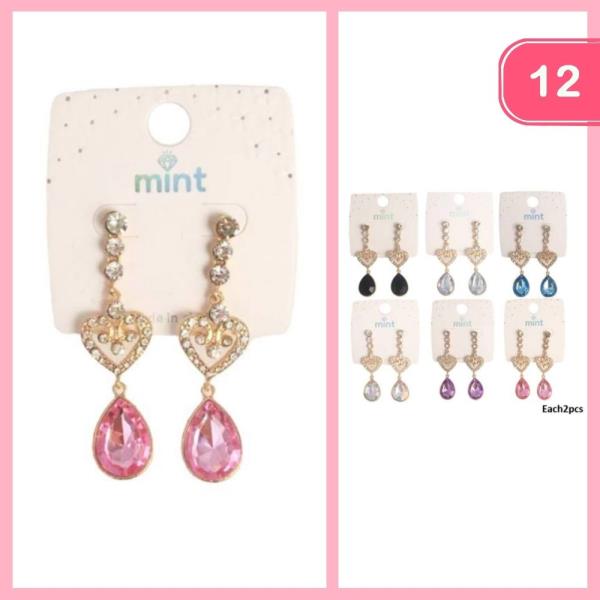 RHINESTONE DANGLE EARRINGS (12 UNITS)