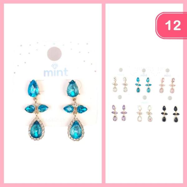 RHINESTONE DANGLE EARRING (12 UNITS)