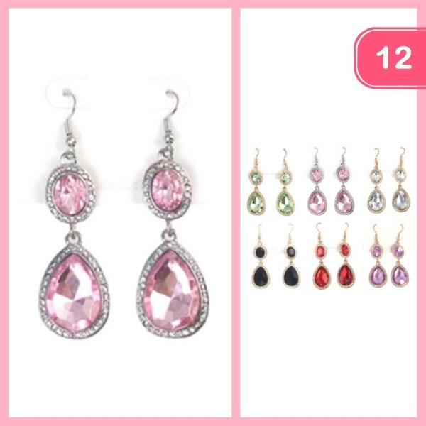 RHINESTONE DANGLE EARRINGS (12 UNITS)