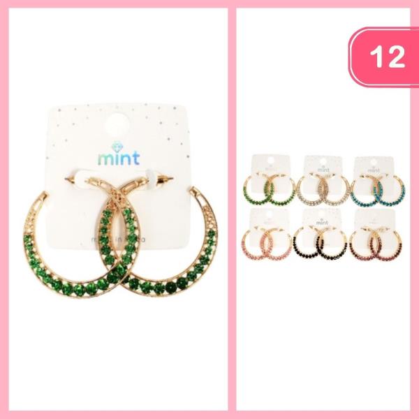 RHINESTONE HOOP EARRING (12 UNITS)