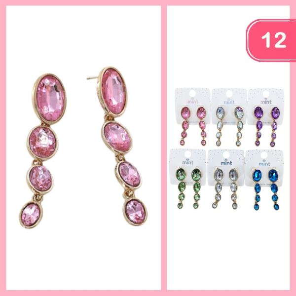 RHINESTONE DANGLE EARRING (12 UNITS)