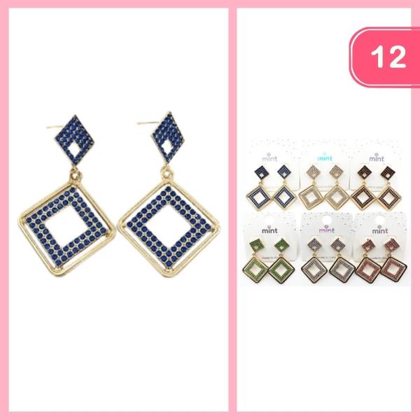 RHINESTONE DANGLE EARRING (12 UNITS)
