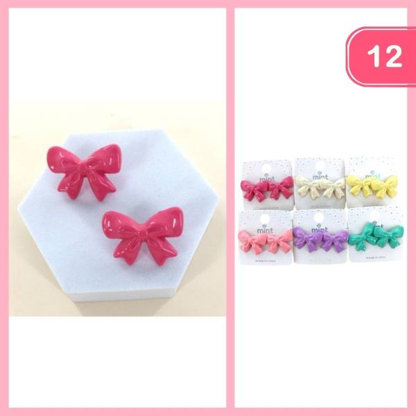 ACRYLIC BOW POST EARRING (12 UNITS)